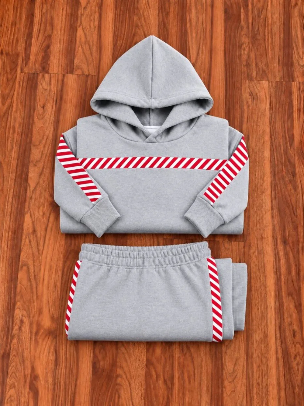 Gray Red Cropped Hoodie Jogger Set Women’s Medium M Two Piece Sweatsuit